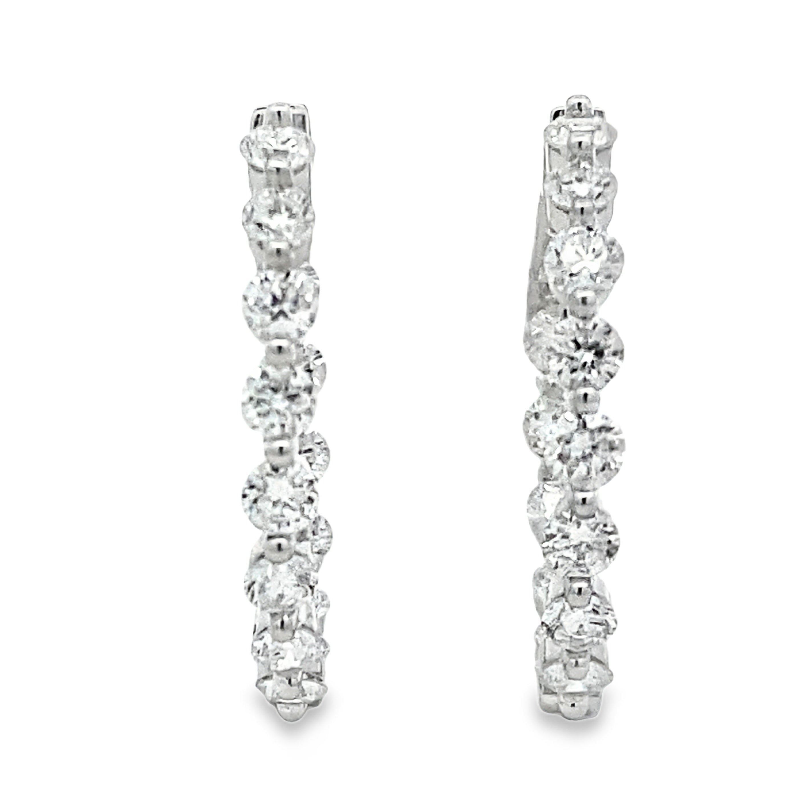 3.10ct Lab Grown Diamond Hoop Earrings Sterling Silver