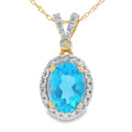 Blue Topaz Diamond Fashion Pendants 14KT Yellow Gold