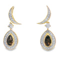 .47ct Quartz Diamond Dangle Earrings 10KT Yellow Gold