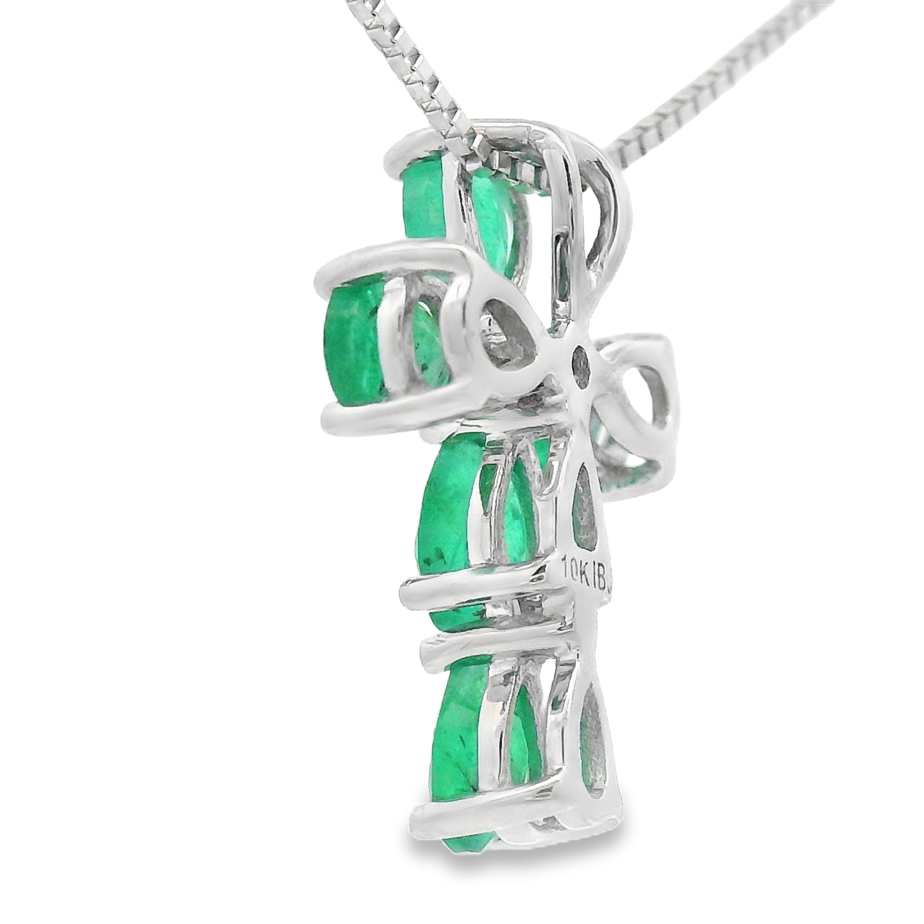 Emerald Diamond Cross Religious Pendant 10KT White Gold