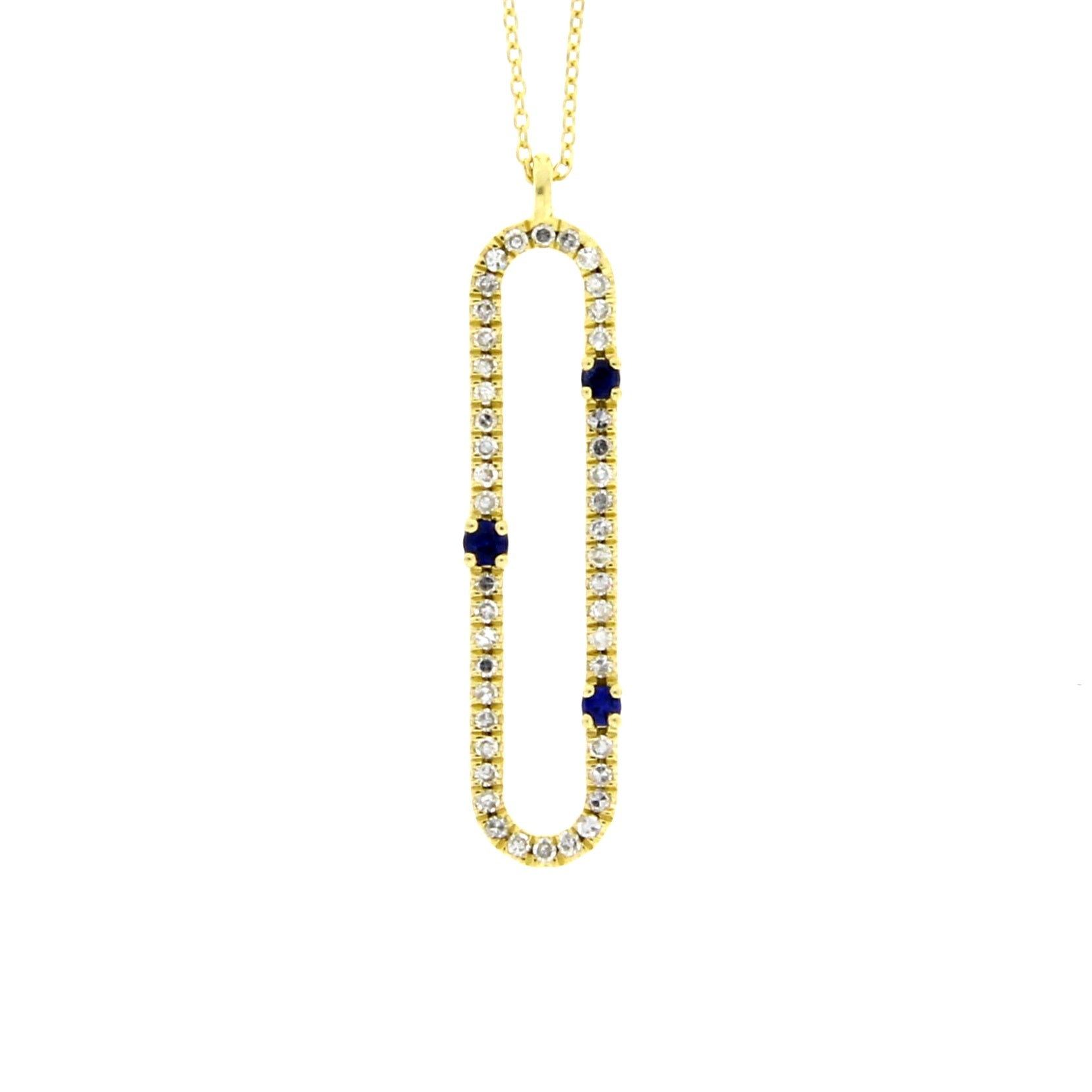 Diamond Sapphire Fashion Pendants 14KT Yellow Gold