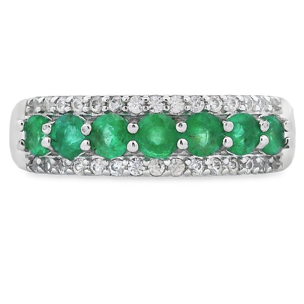 White Topaz 3 Stone Ring Sterling Silver