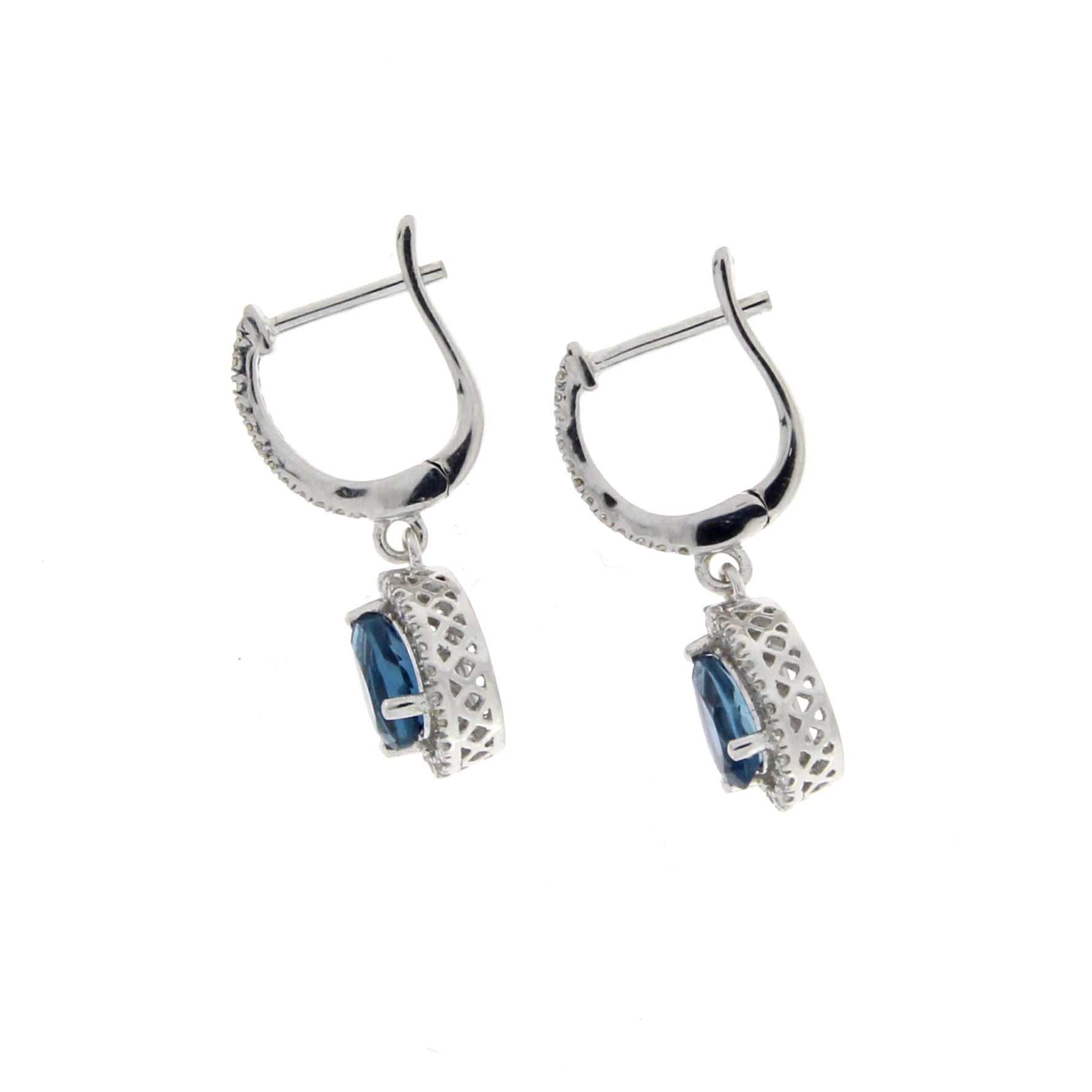 .88ct London Blue Topaz Dangle Earrings 14KT White Gold