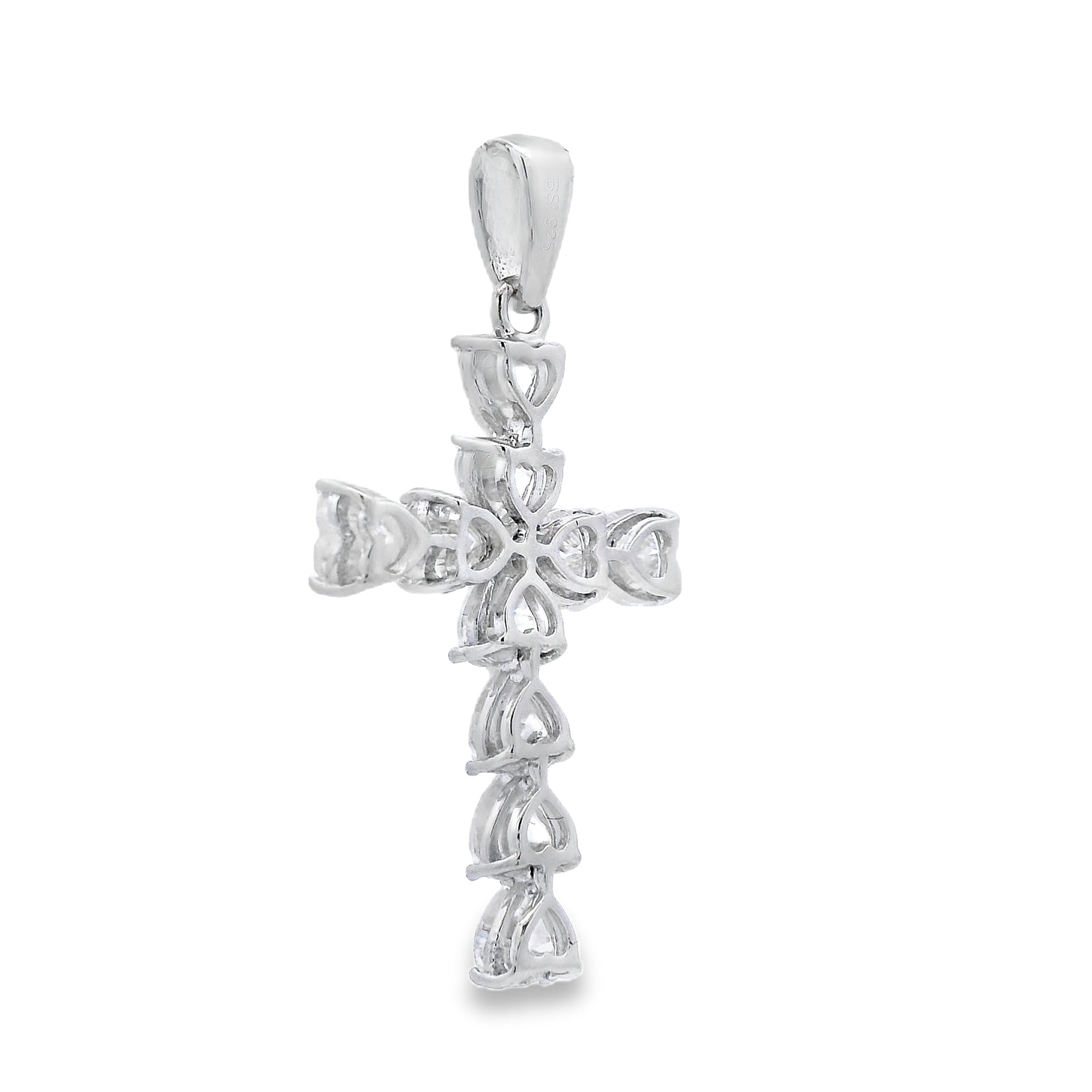 Moissanite Cross Religious Pendant Sterling Silver