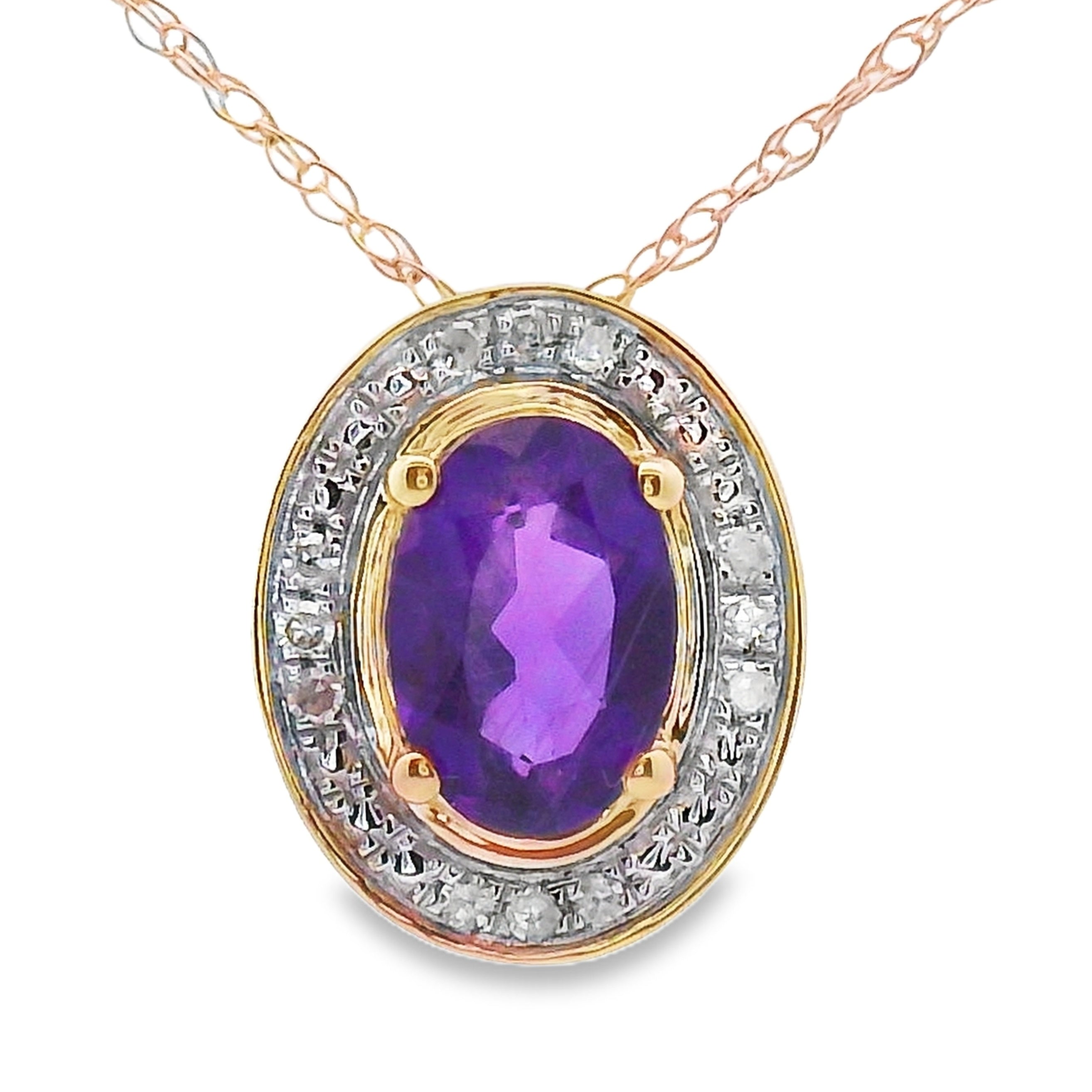 Amethyst Diamond Fashion Pendants 10KT Yellow Gold