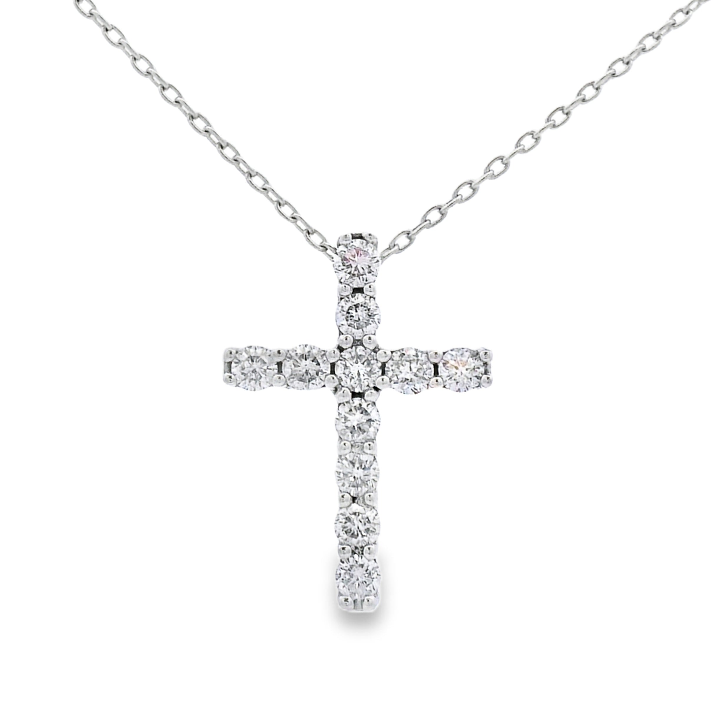 .35ct Diamond Cross Religious Pendant 14KT White Gold