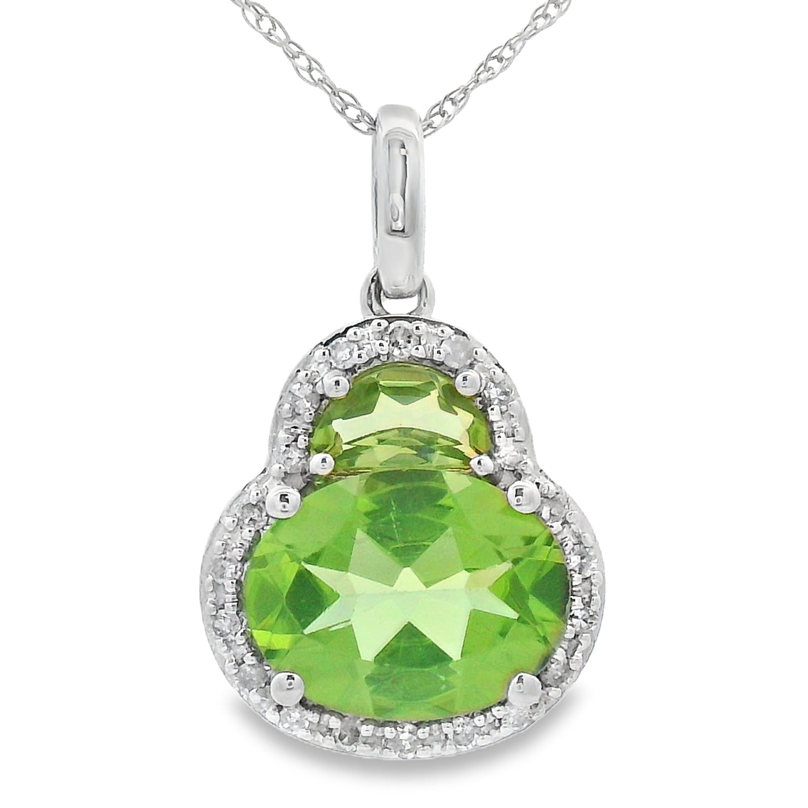 2.29ct Peridot Diamond Fashion Pendants 14KT White Gold