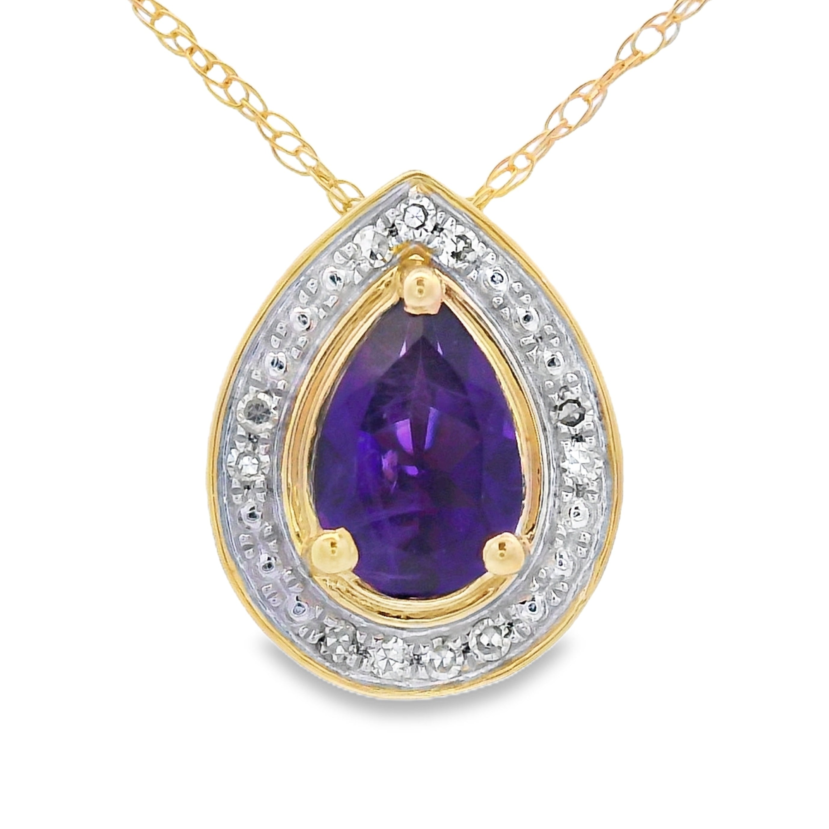 Amethyst Diamond Fashion Pendants 10KT Yellow Gold
