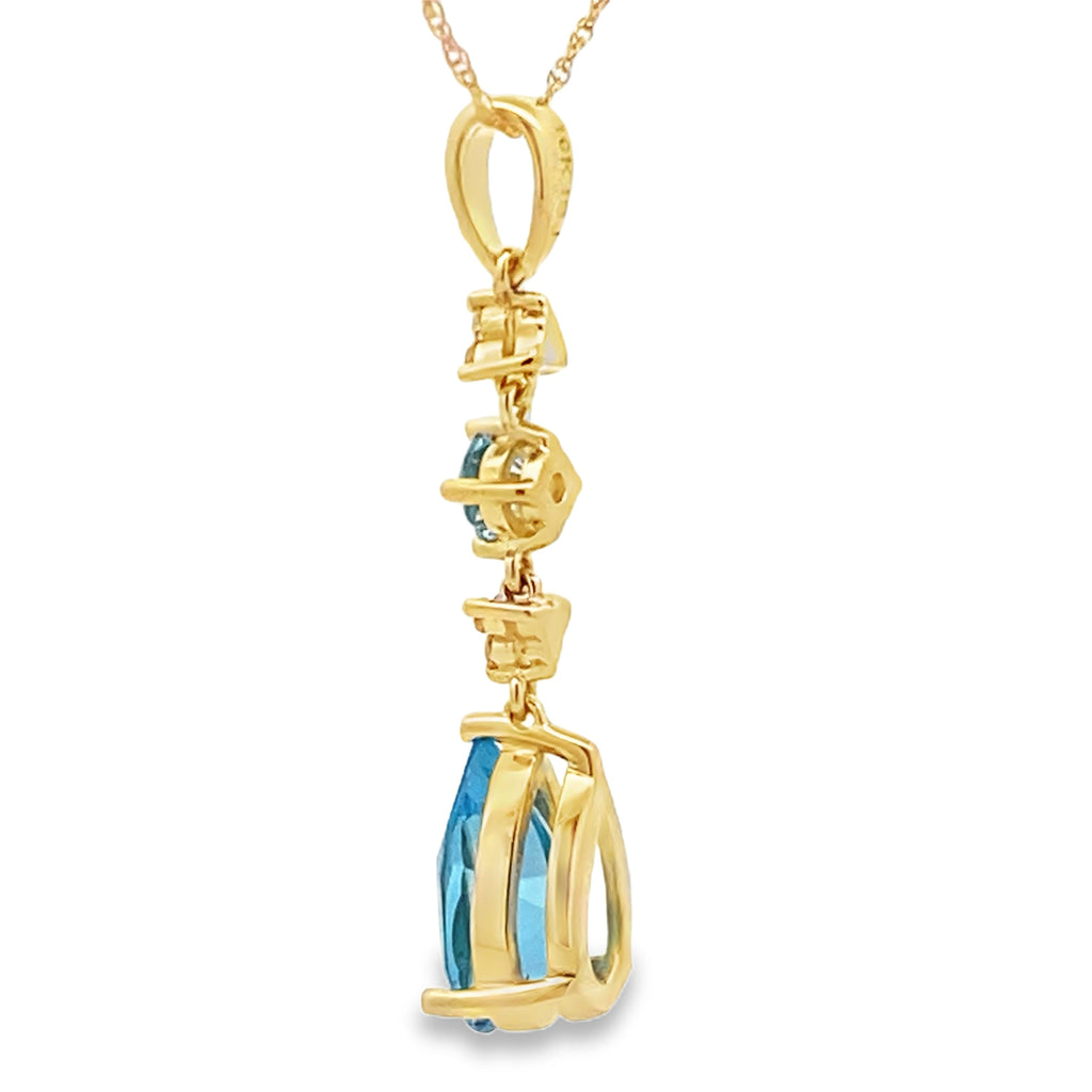 Blue Topaz Diamond Fashion Pendants 10KT Yellow Gold