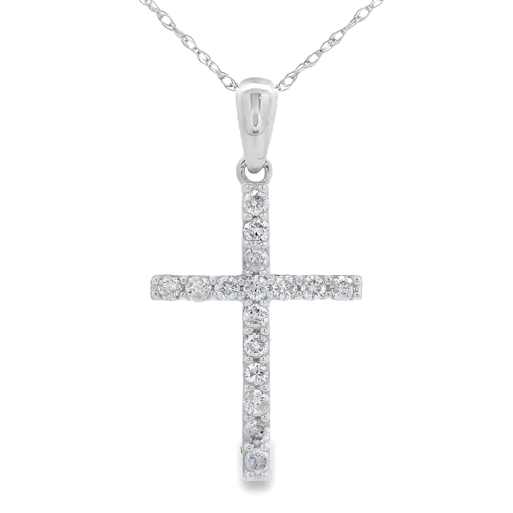 .25ct Diamond Cross Religious Pendant 14KT White Gold
