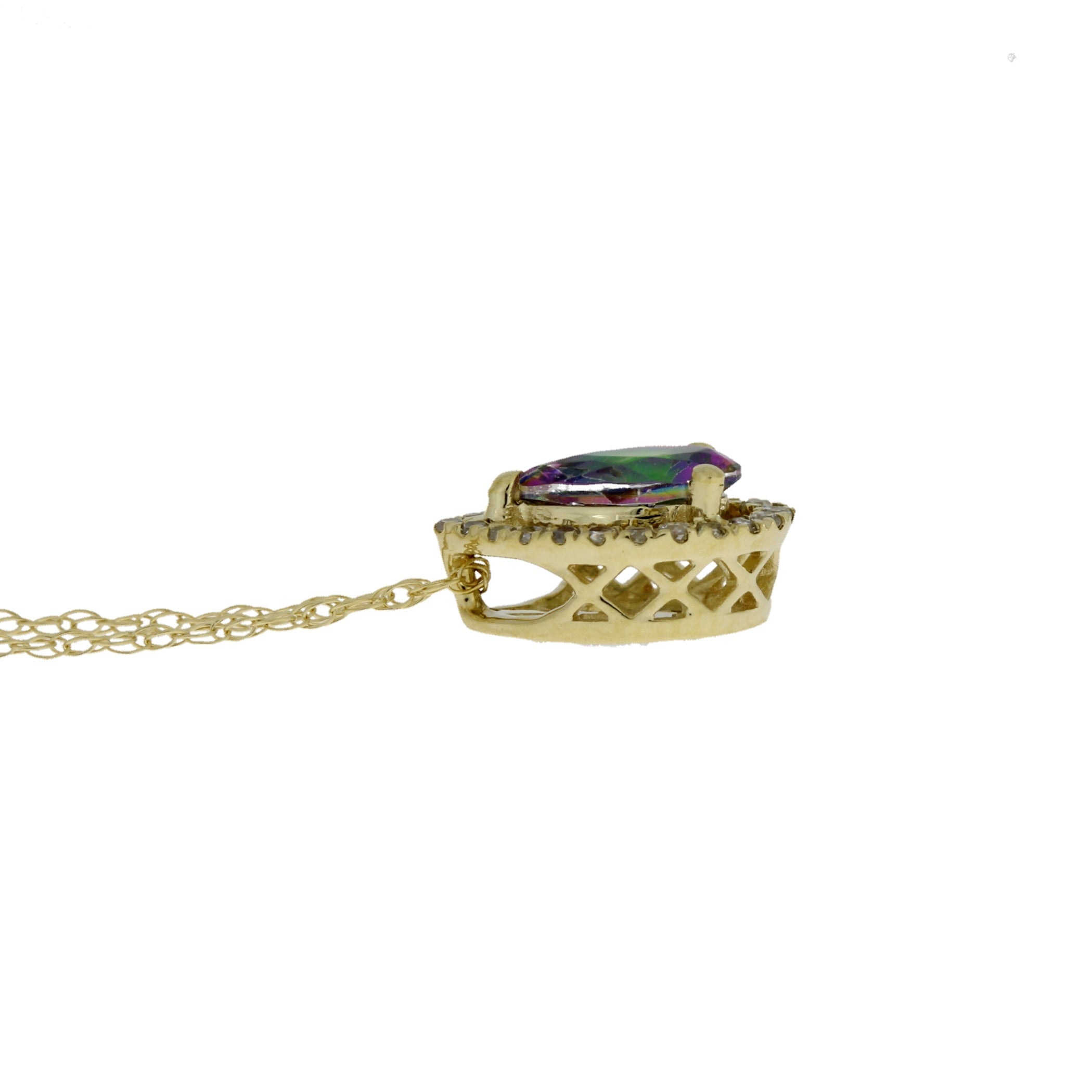 Treated Topaz Diamond Fashion Pendants 14KT Yellow Gold