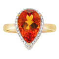 Genuine 2.93ct Citrine Diamond Ring 14KT Yellow Gold
