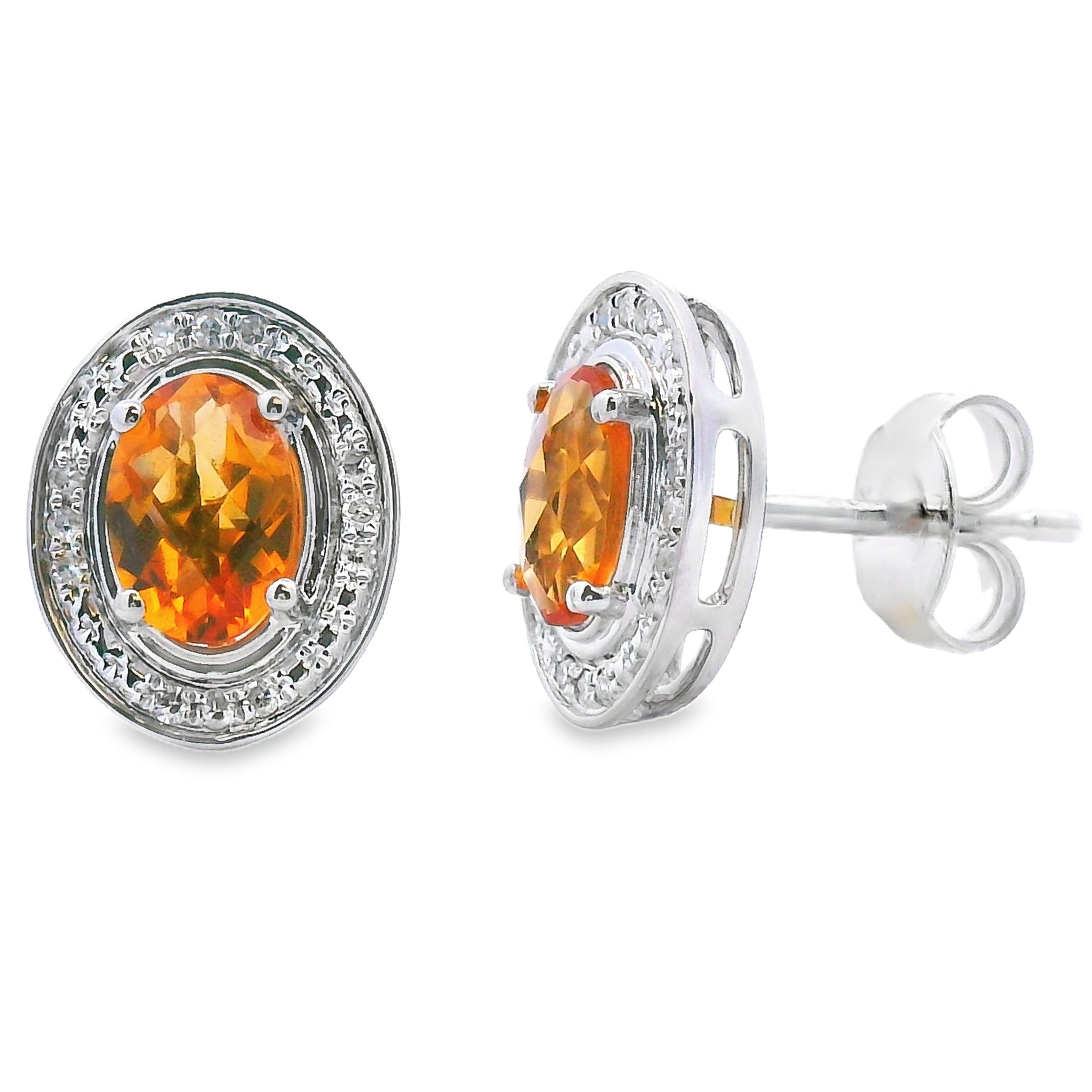 .91ct Citrine Diamond Earrings 10KT White Gold