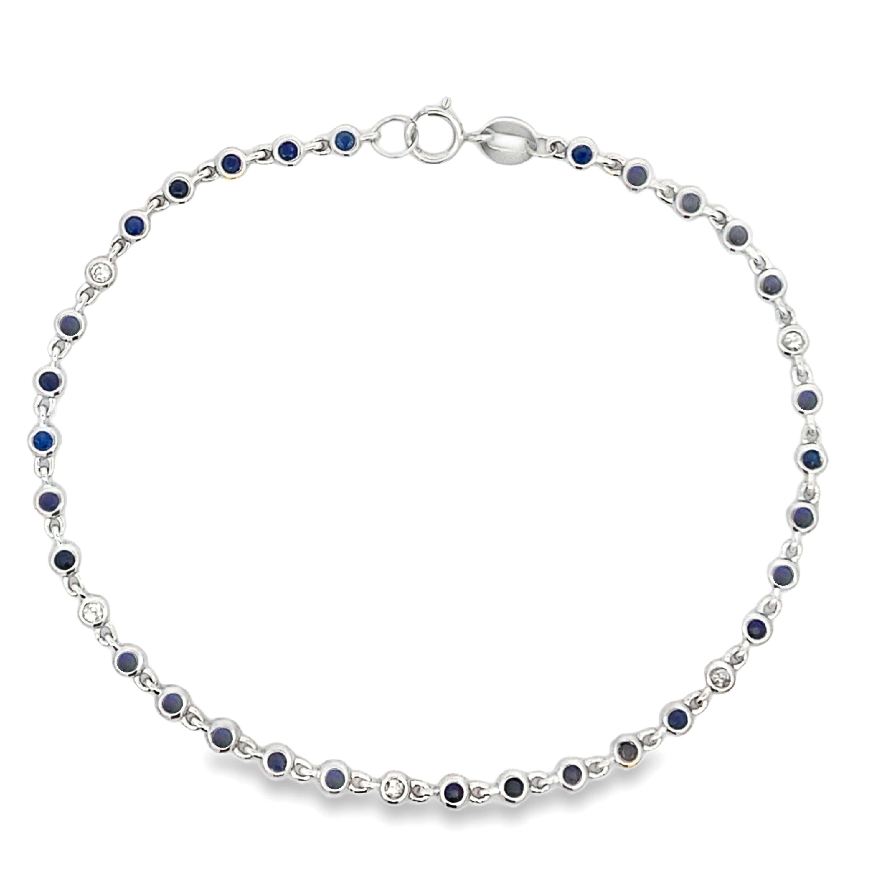 .87ct Sapphire Diamond Bracelet 14KT White Gold