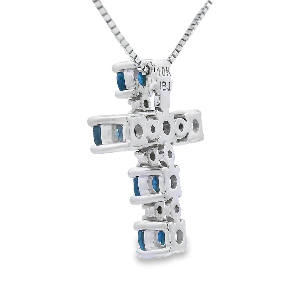 .32ct Sapphire Cross Religious Pendant 10KT White Gold