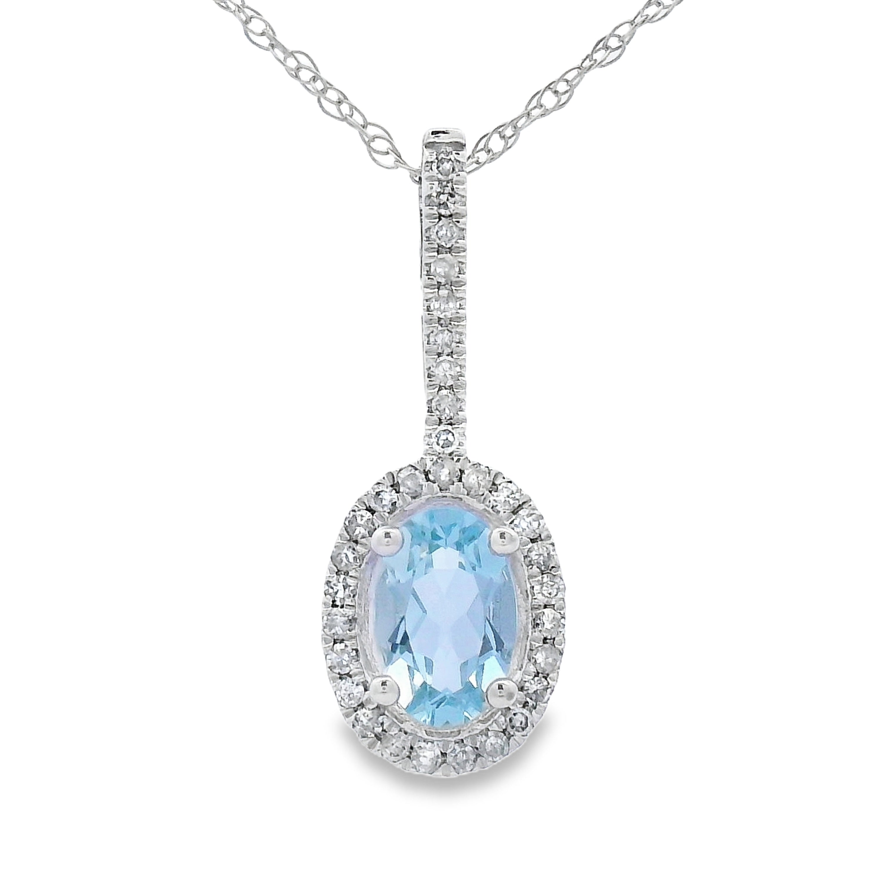 Aquamarine Diamond Fashion Pendants 10KT White Gold