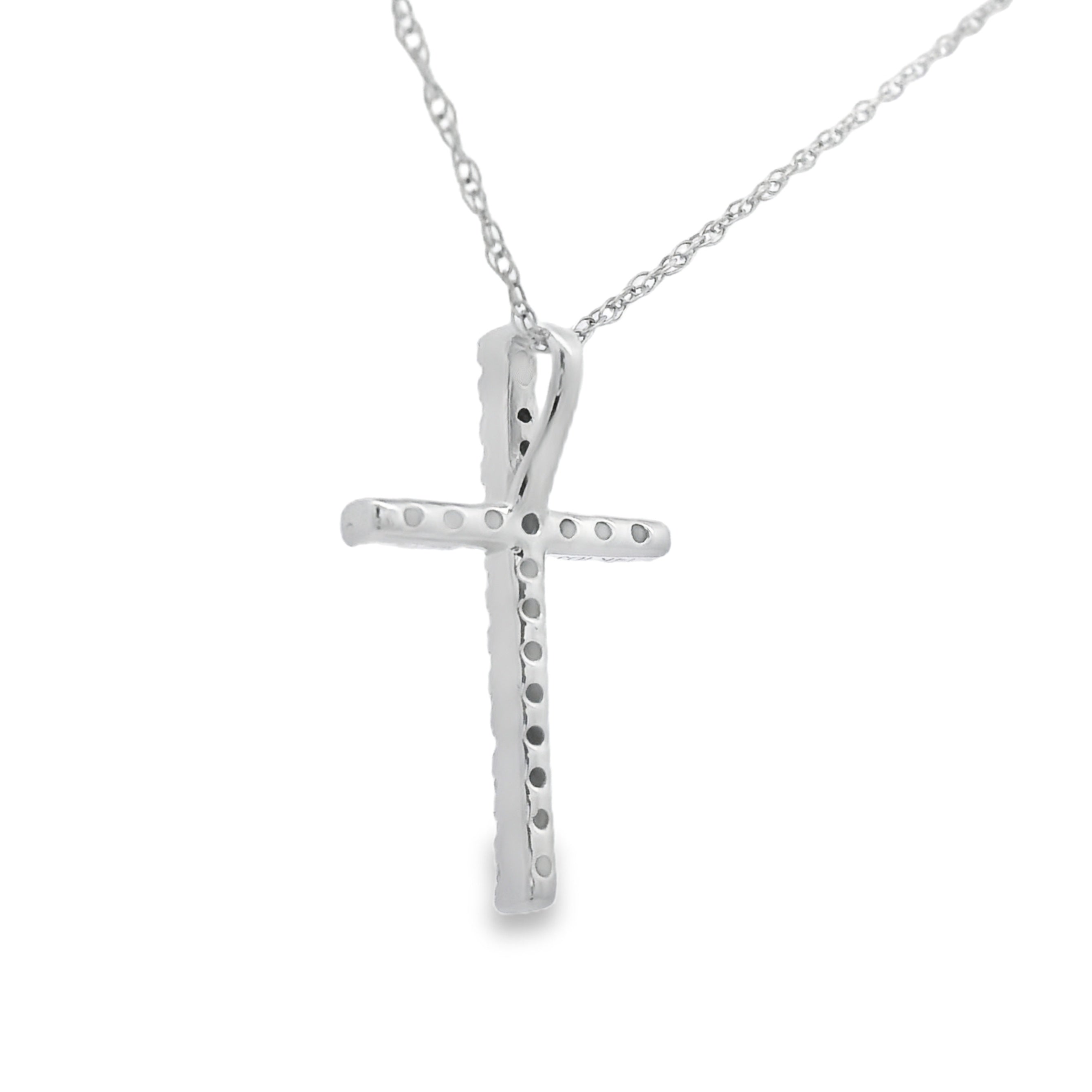 .11ct Diamond Cross Religious Pendant 14KT White Gold