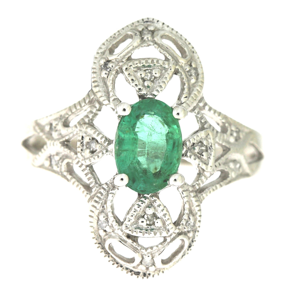 .70ct Emerald Diamond Ring 10KT White Gold