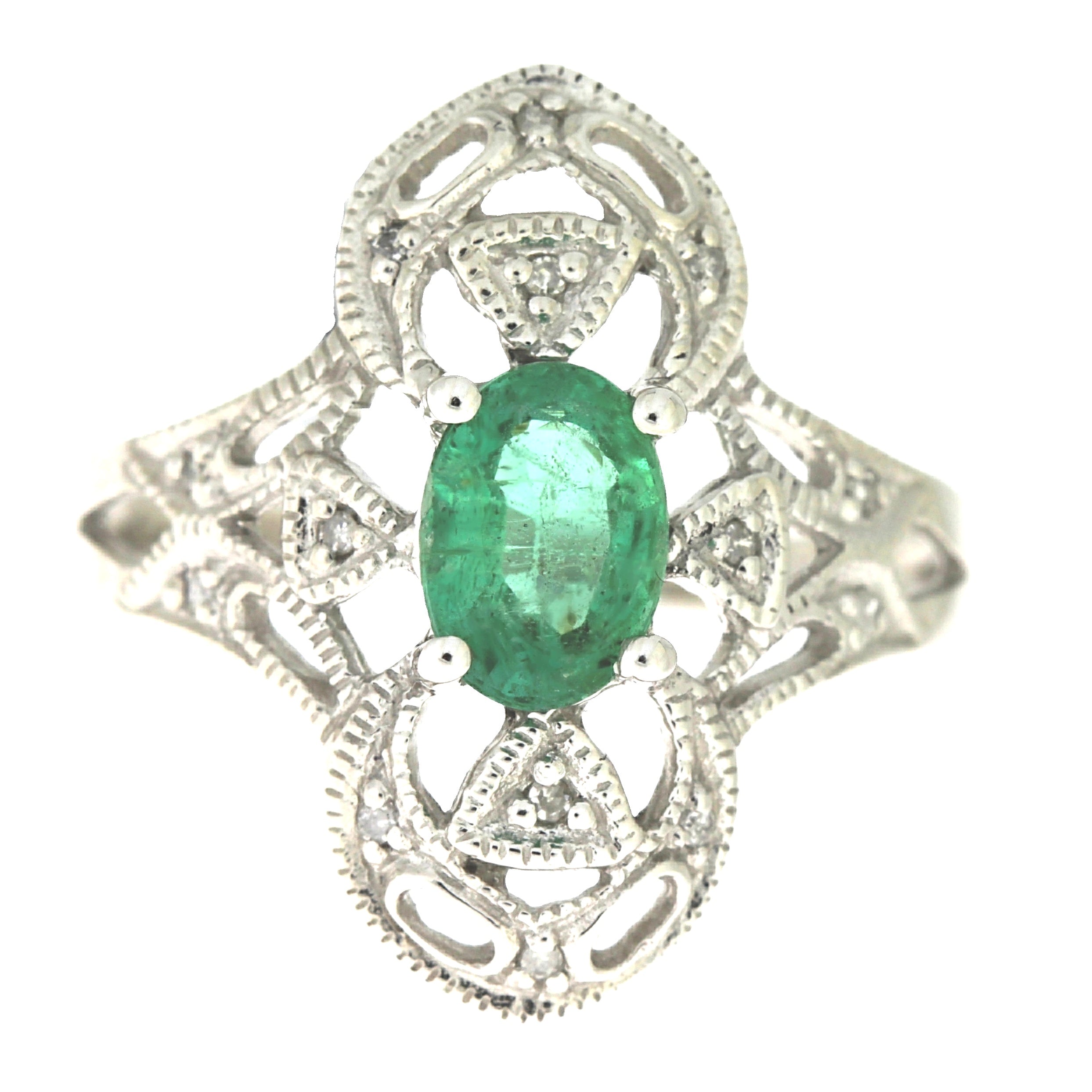 .70ct Emerald Diamond Ring 10KT White Gold