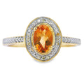 Natural .51ct Citrine Diamond Ring 10KT Yellow Gold