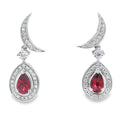 .62ct Garnet Diamond Dangle Earrings 10KT White Gold