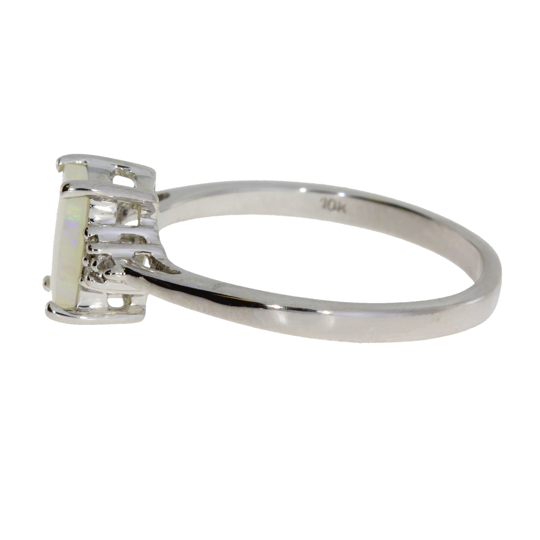 Genuine .02ct Opal Diamond Ring 10KT White Gold