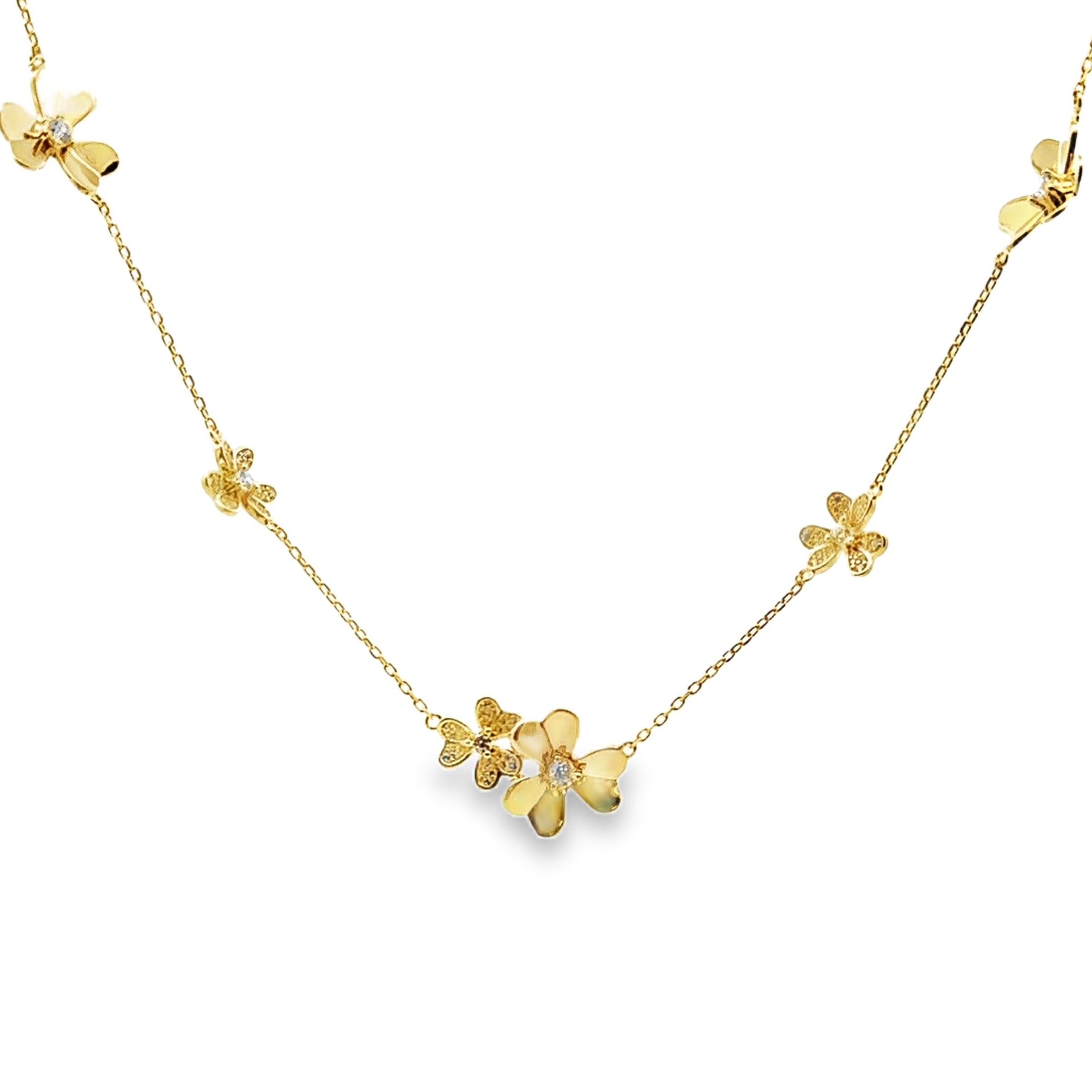 Cubic Zirconia Flower Pendant Sterling Silver