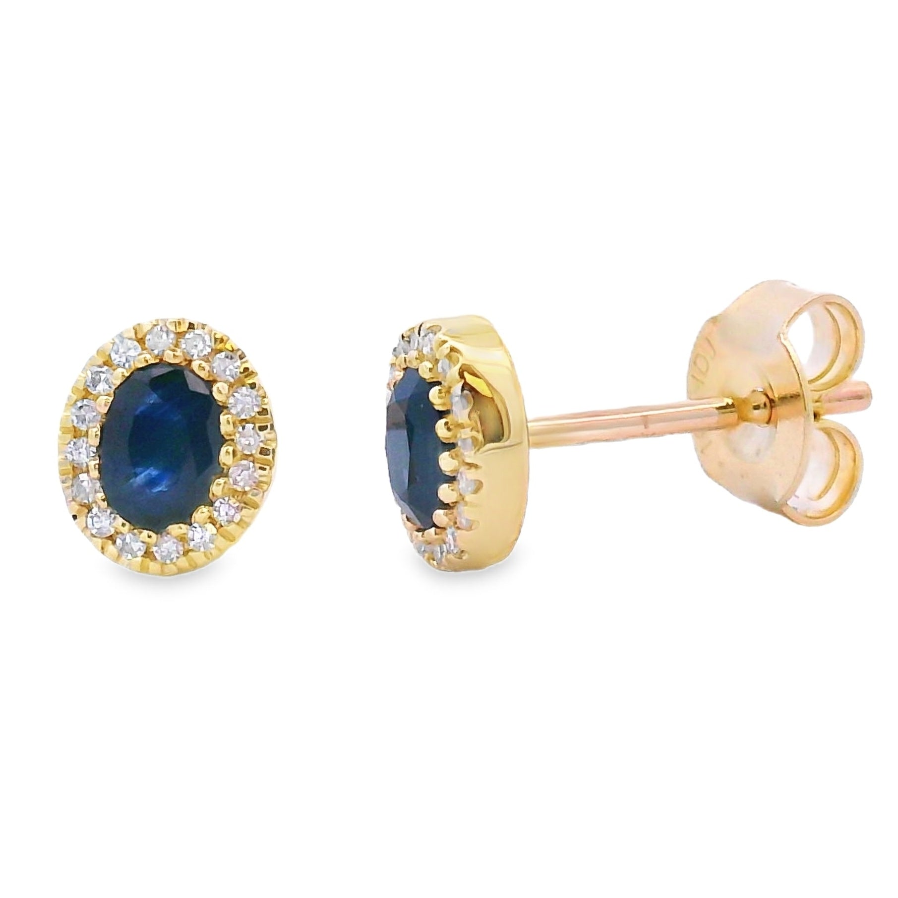 .54ct Sapphire Diamond Stud Earrings 10KT Yellow Gold