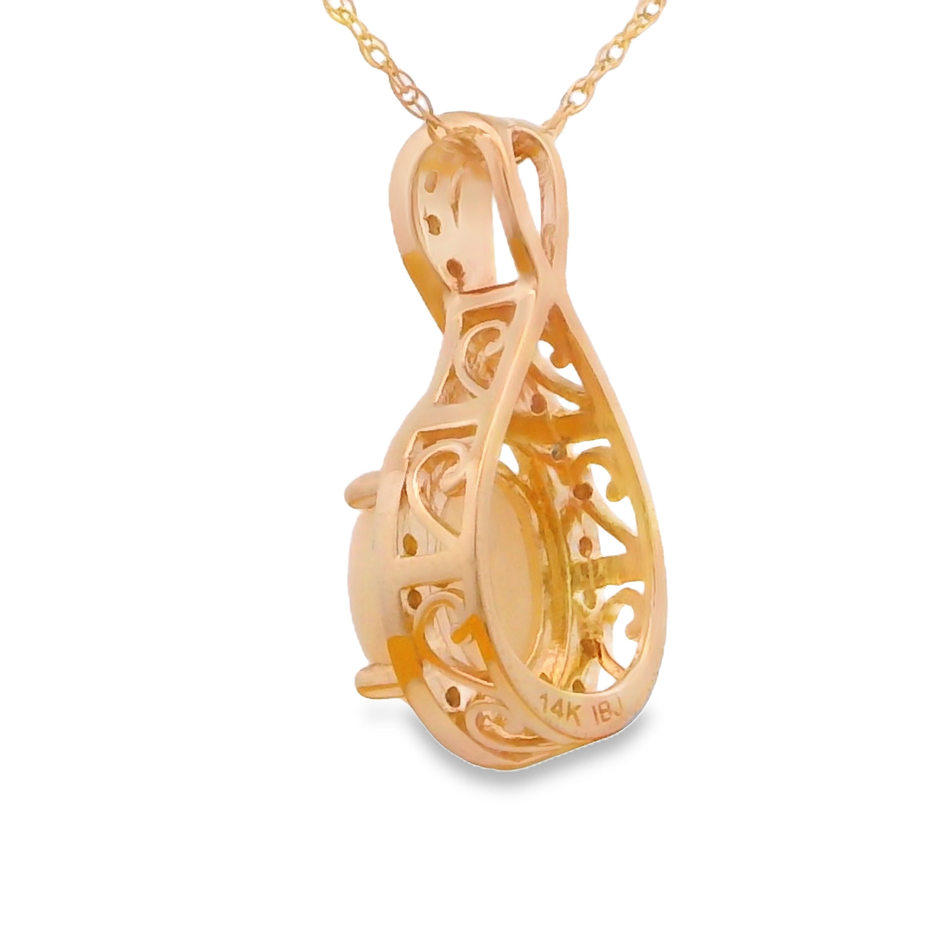 .11ct Opal Diamond Fashion Pendants 14KT Yellow Gold