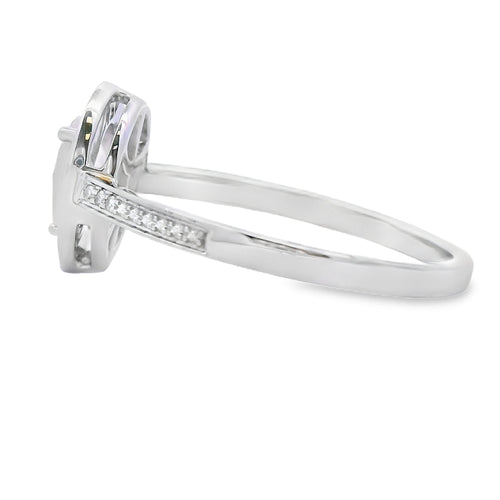 .44ct Rose Quartz Diamond Ring 10KT White Gold