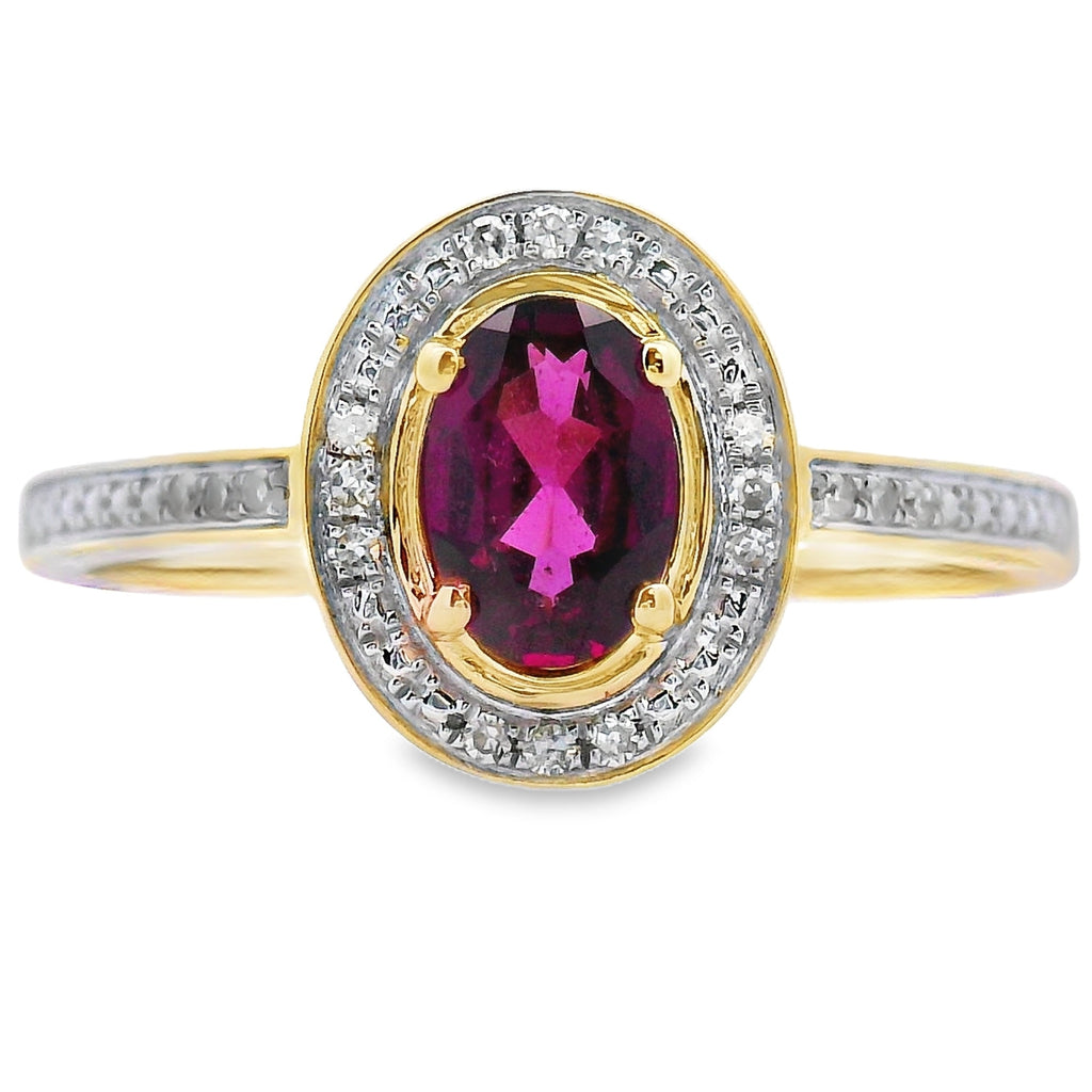 .62ct Garnet Diamond Ring 10KT Yellow Gold
