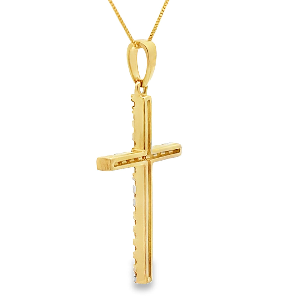 .21ct Diamond Cross Religious Pendant 14KT Yellow Gold