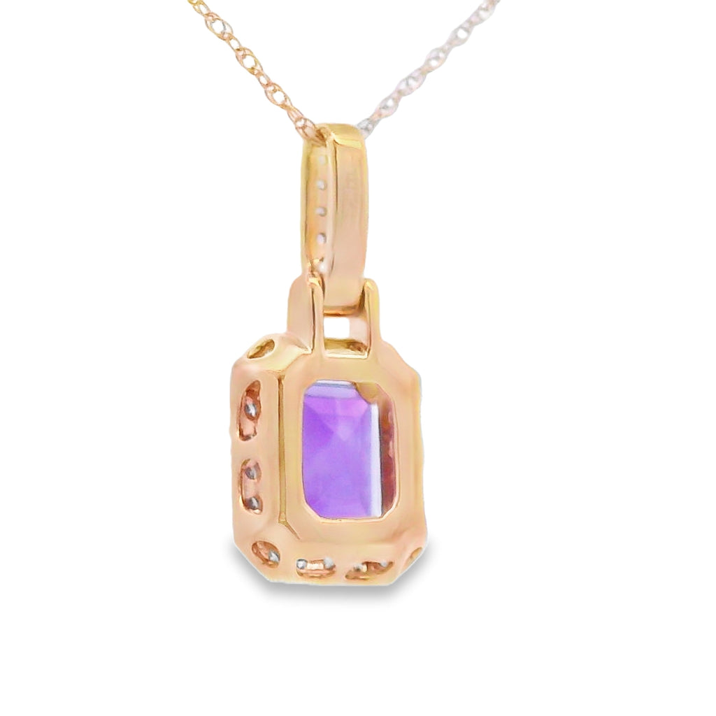 Amethyst Diamond Fashion Pendants 10KT Yellow Gold