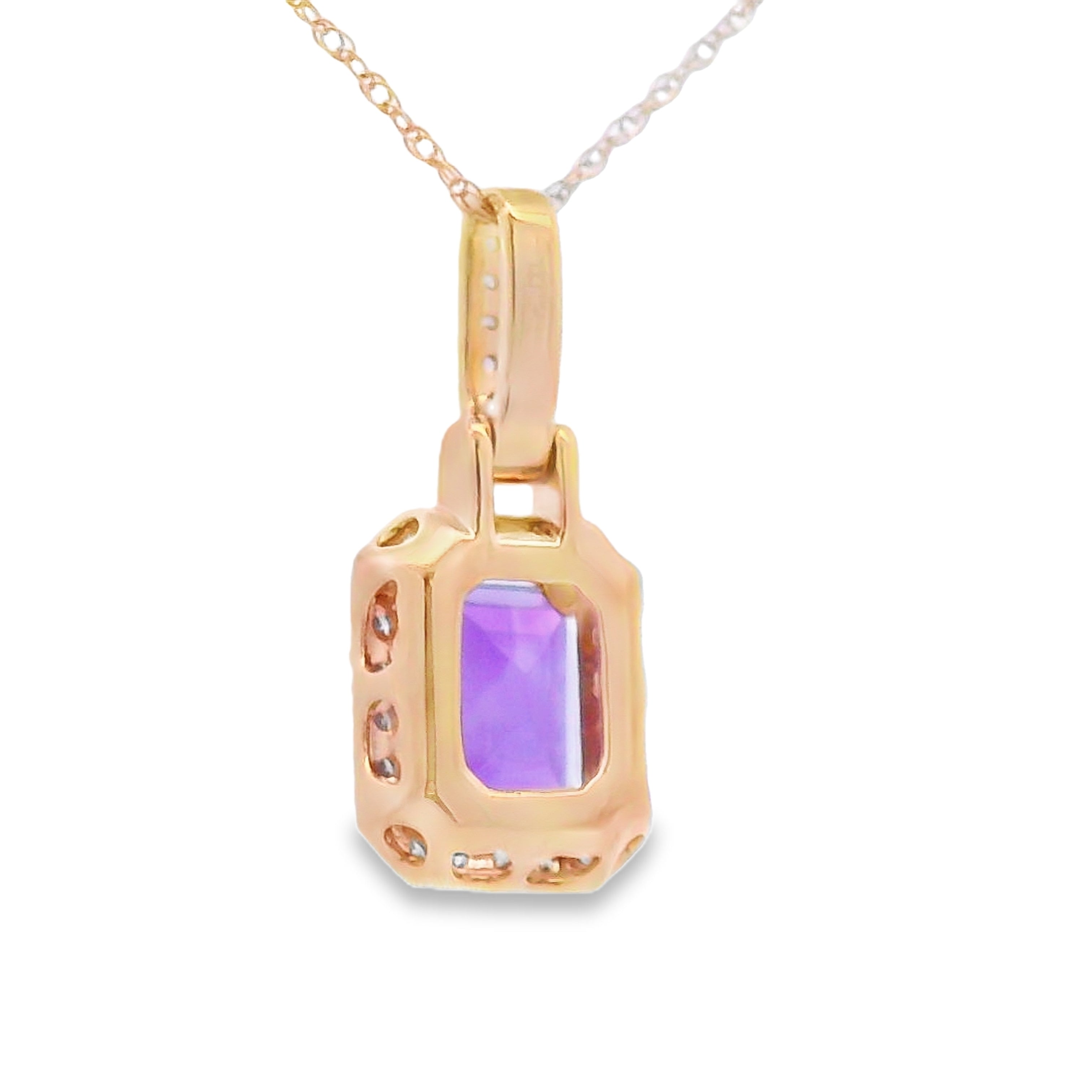 Amethyst Diamond Fashion Pendants 10KT Yellow Gold