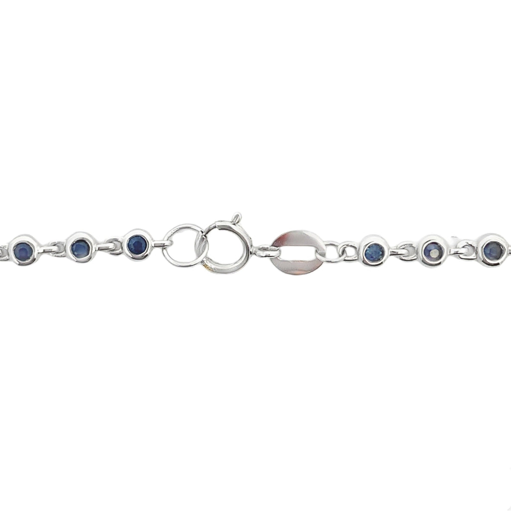 .87ct Sapphire Diamond Bracelet 14KT White Gold