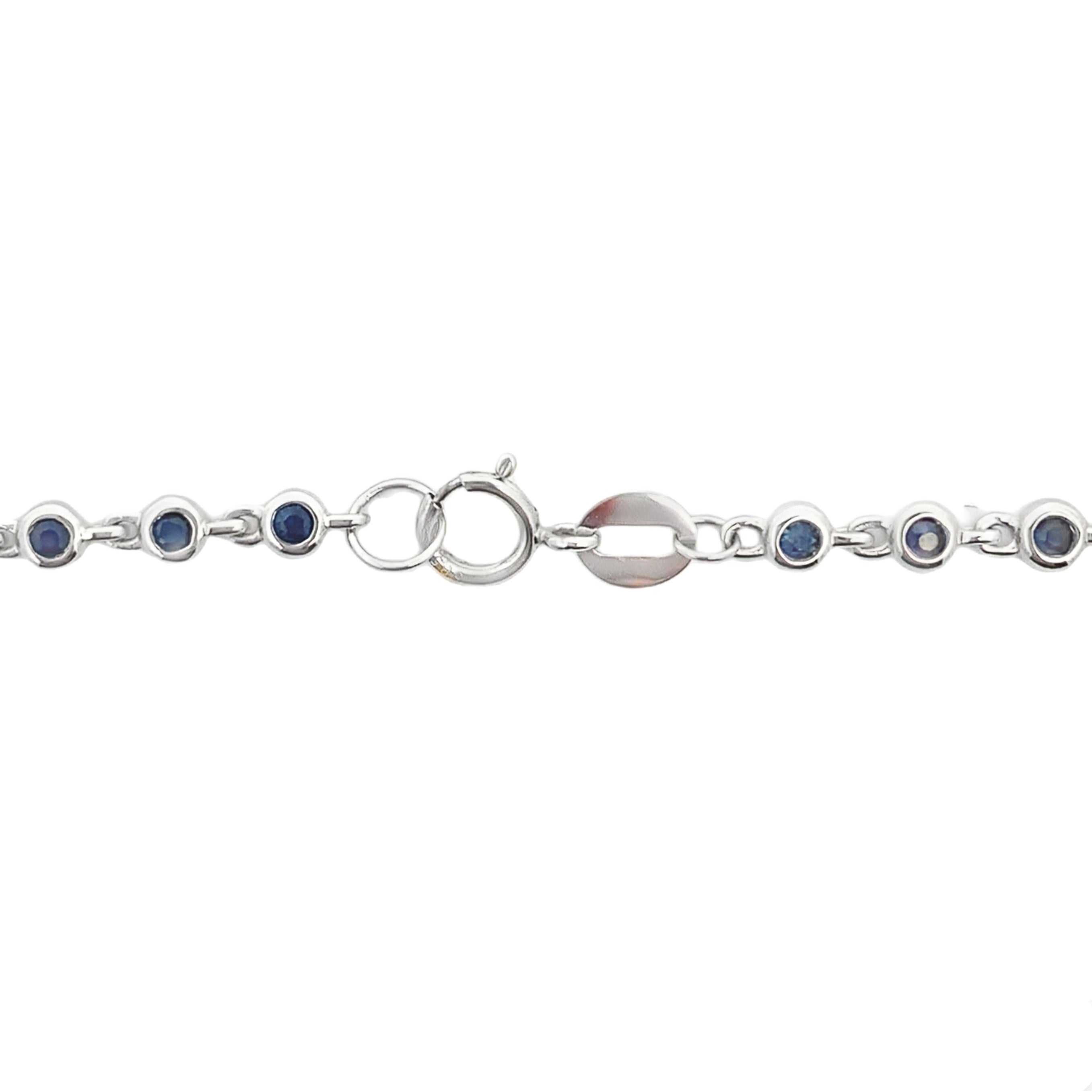 .87ct Sapphire Diamond Bracelet 14KT White Gold