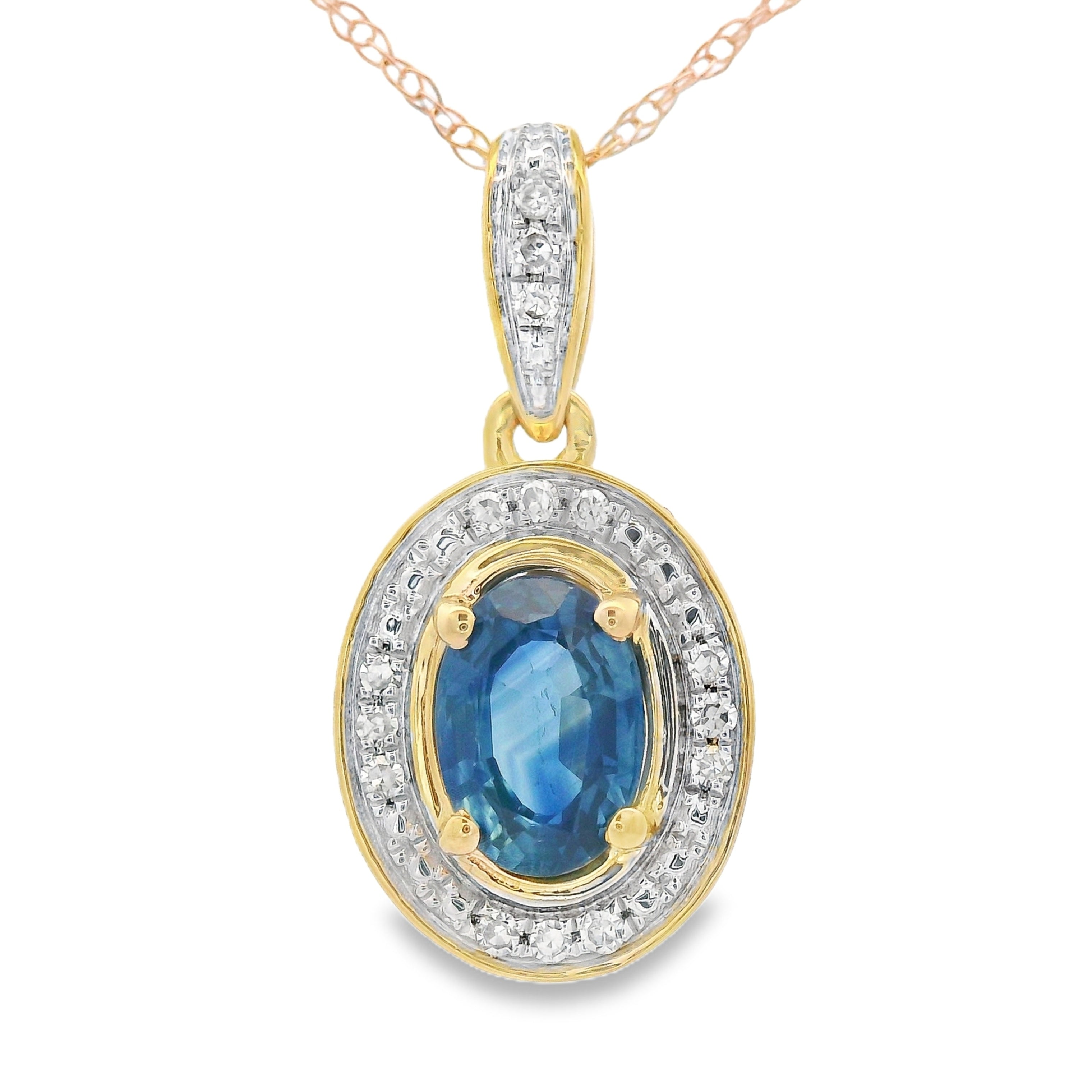 Sapphire Diamond Fashion Pendants 10KT Yellow Gold
