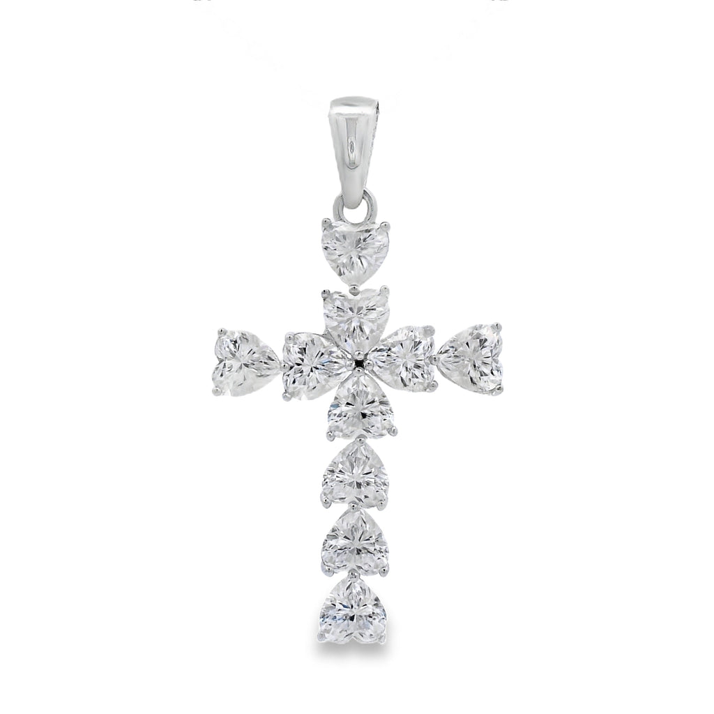Moissanite Cross Religious Pendant Sterling Silver