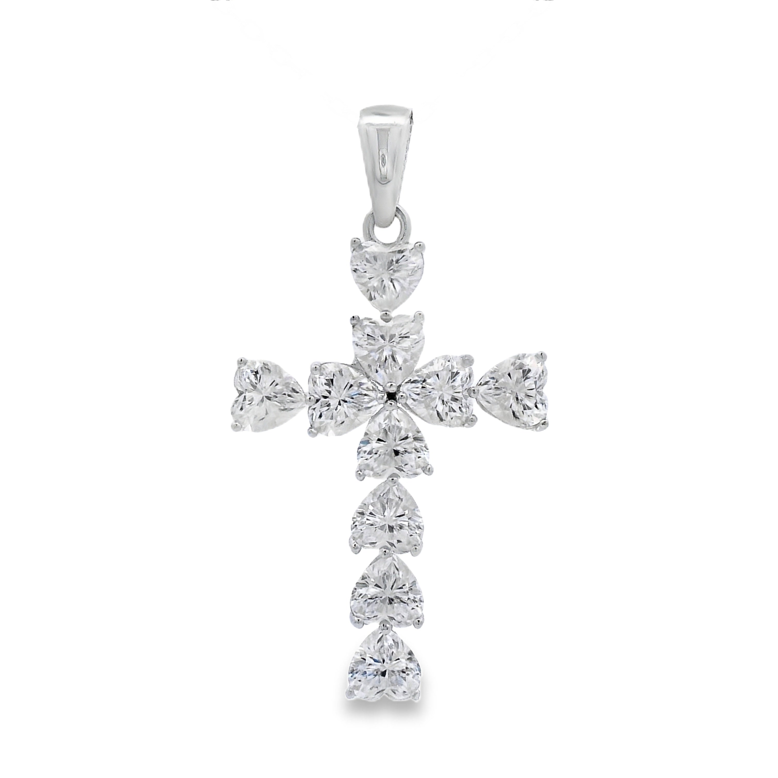 Moissanite Cross Religious Pendant Sterling Silver