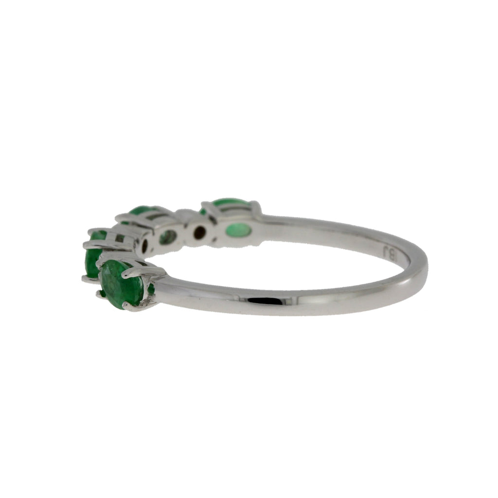 Emerald Diamond Fashion band rings 14KT White Gold