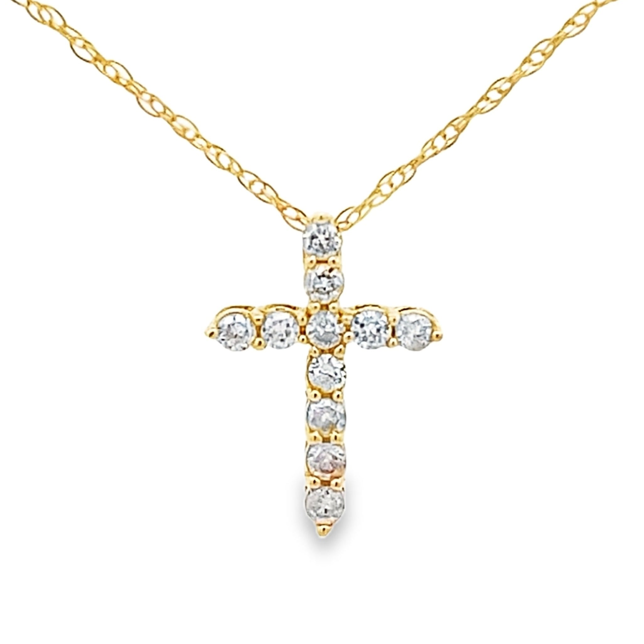 .12ct Diamond Cross Religious Pendant 14KT Yellow Gold