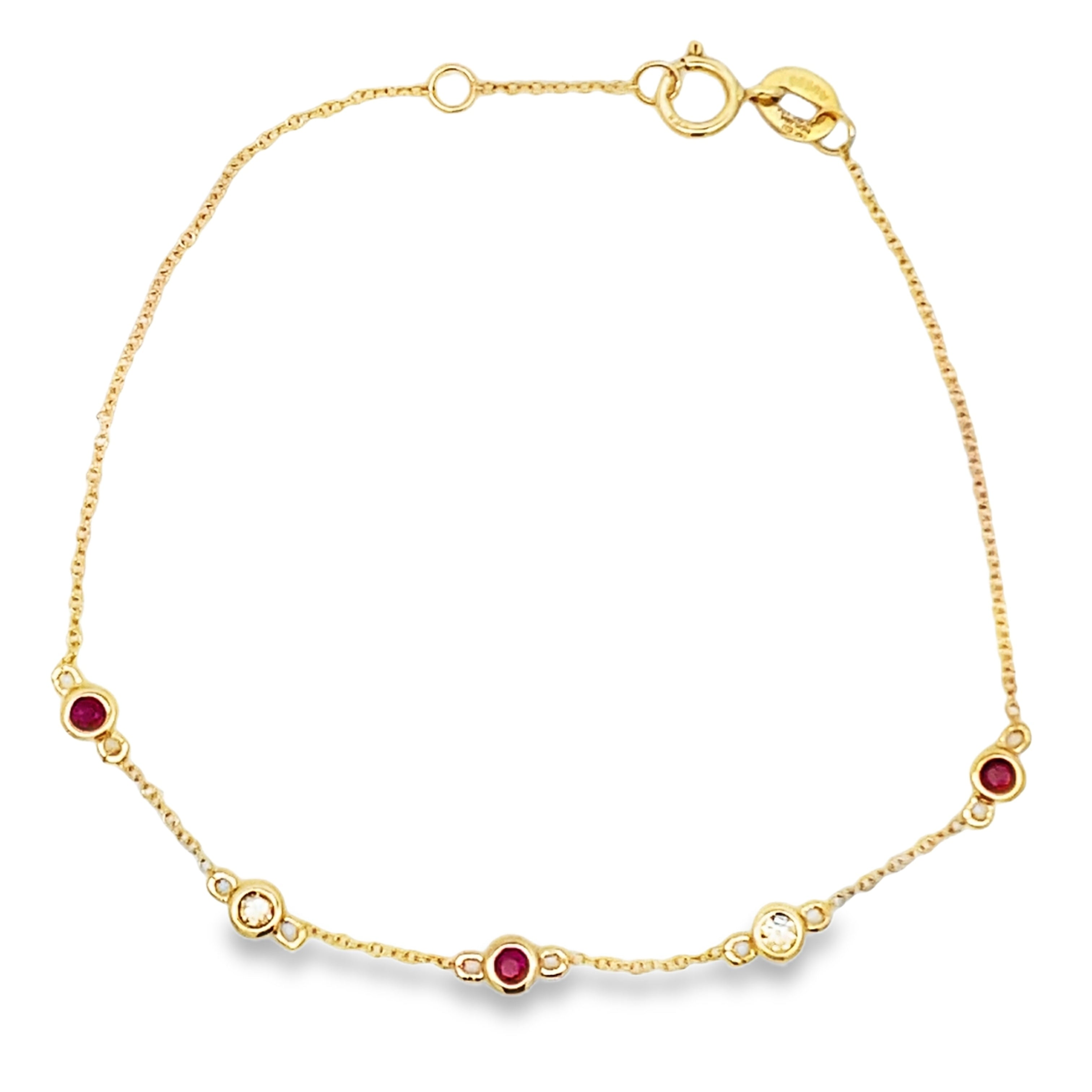 .25ct Ruby Diamond Bracelet 14KT Yellow Gold
