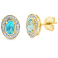 .62ct Blue Topaz Diamond Earrings 10KT Yellow Gold