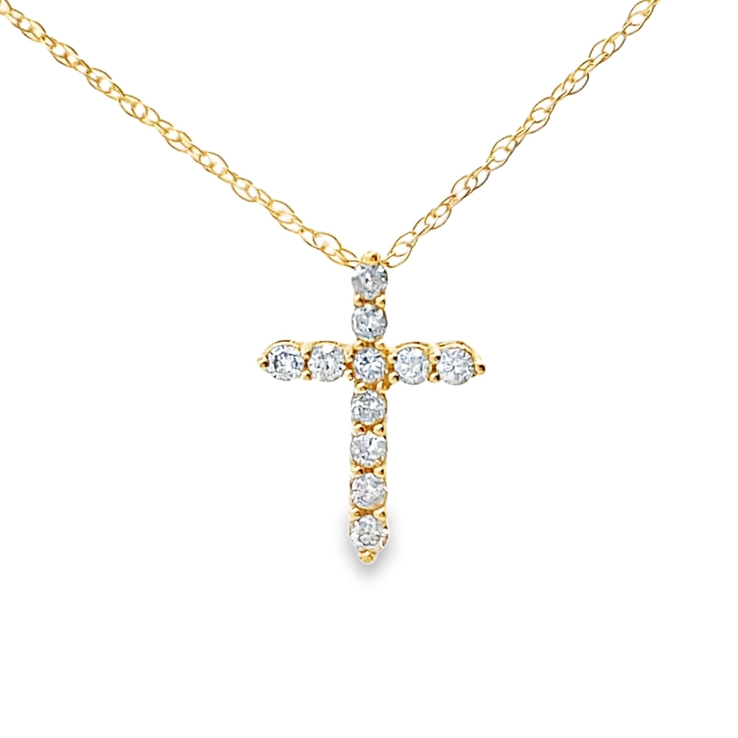 .11ct Diamond Cross Religious Pendant 14KT Yellow Gold