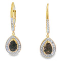 .87ct Quartz Diamond Dangle Earrings 10KT Yellow Gold