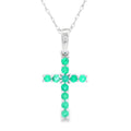 .20ct Emerald Cross Religious Pendant 14KT White Gold