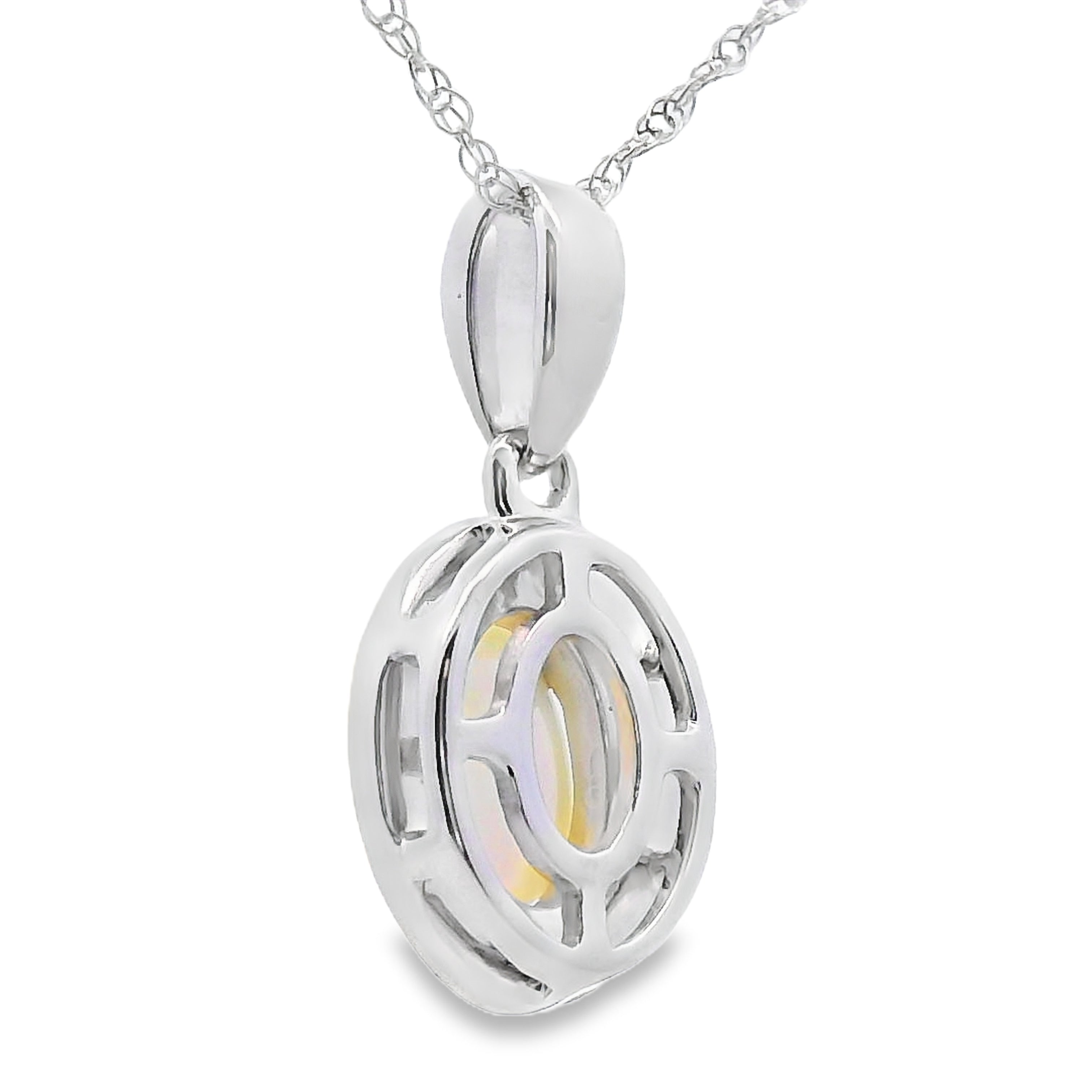 .04ct Opal Diamond Fashion Pendants 10KT White Gold