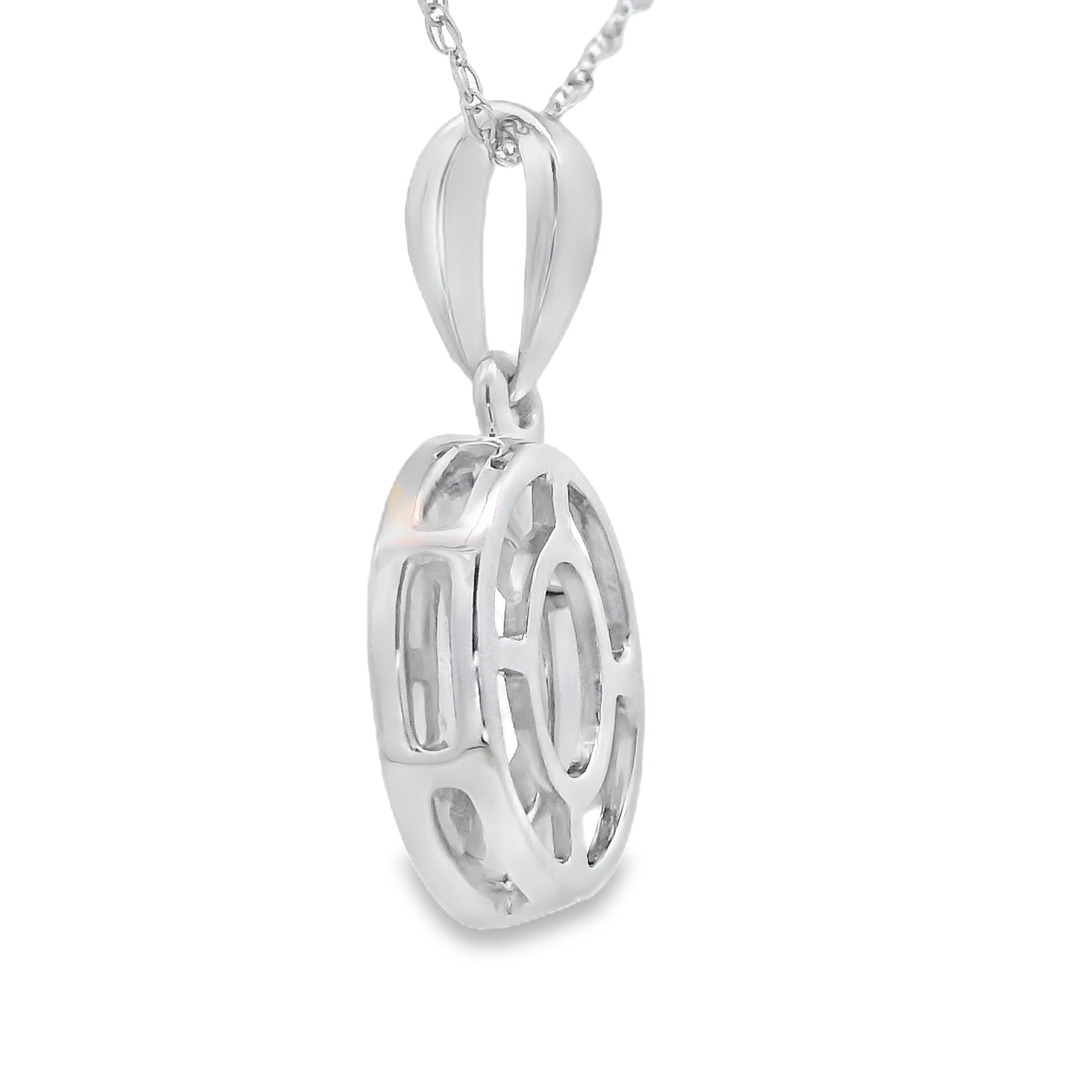 Rose Quartz Diamond Fashion Pendants 10KT White Gold
