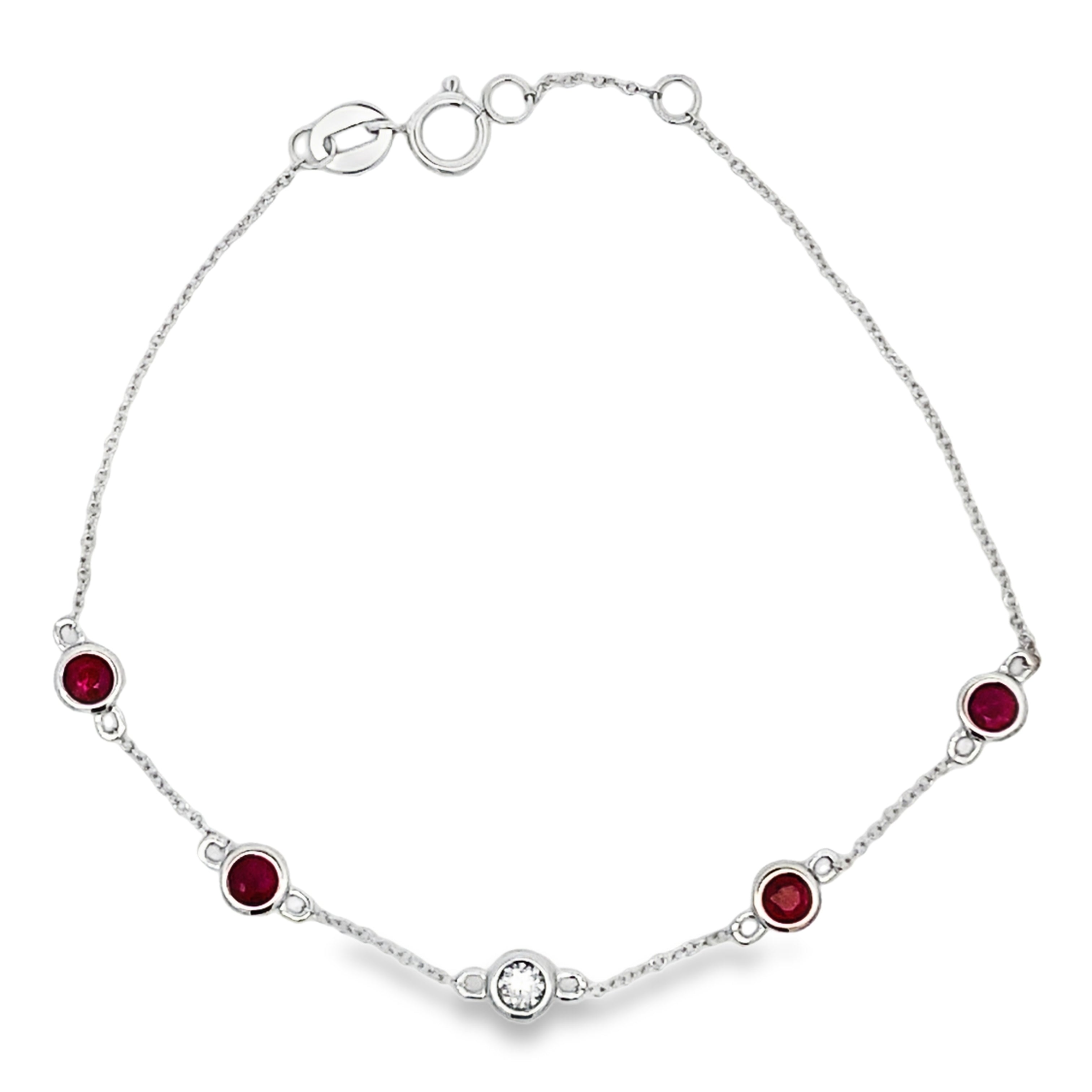 .71ct Ruby Diamond Bracelet 14KT White Gold