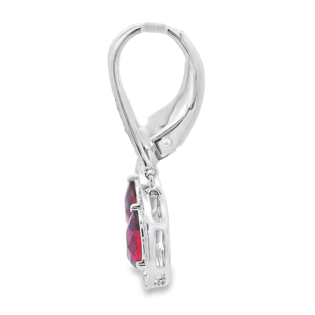 1.05ct Garnet Diamond Dangle Earrings 10KT White Gold